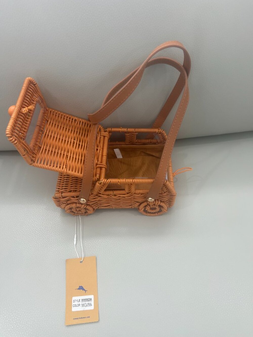 Tommy Bahama Woven Rattan Straw Wicker Jeep Car Truck Bag NWT - Picture 4 of 8